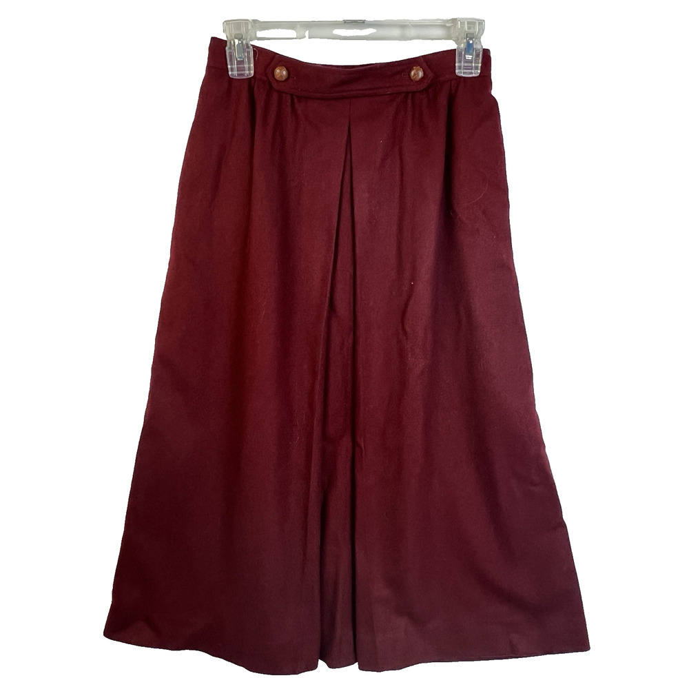 Vintage A Line Wool Skirt Women 8 Brick Red Lined Career Classic Knee Length